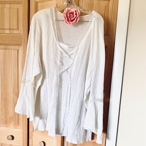 Womens Top Blouse 4X White Bohemian Corset